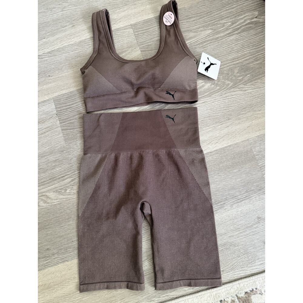 Puma seamless Workout set Women’s Large bra, Biker Short Yoga